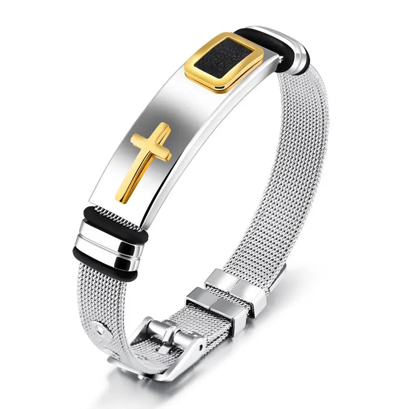 Retro Stainless Steel Adjustable Cross Bracelet