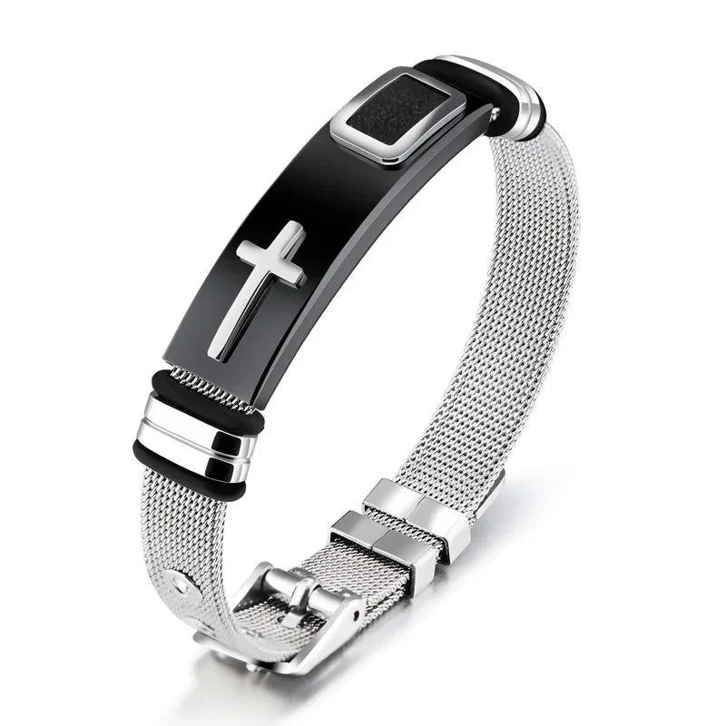 Retro Stainless Steel Adjustable Cross Bracelet