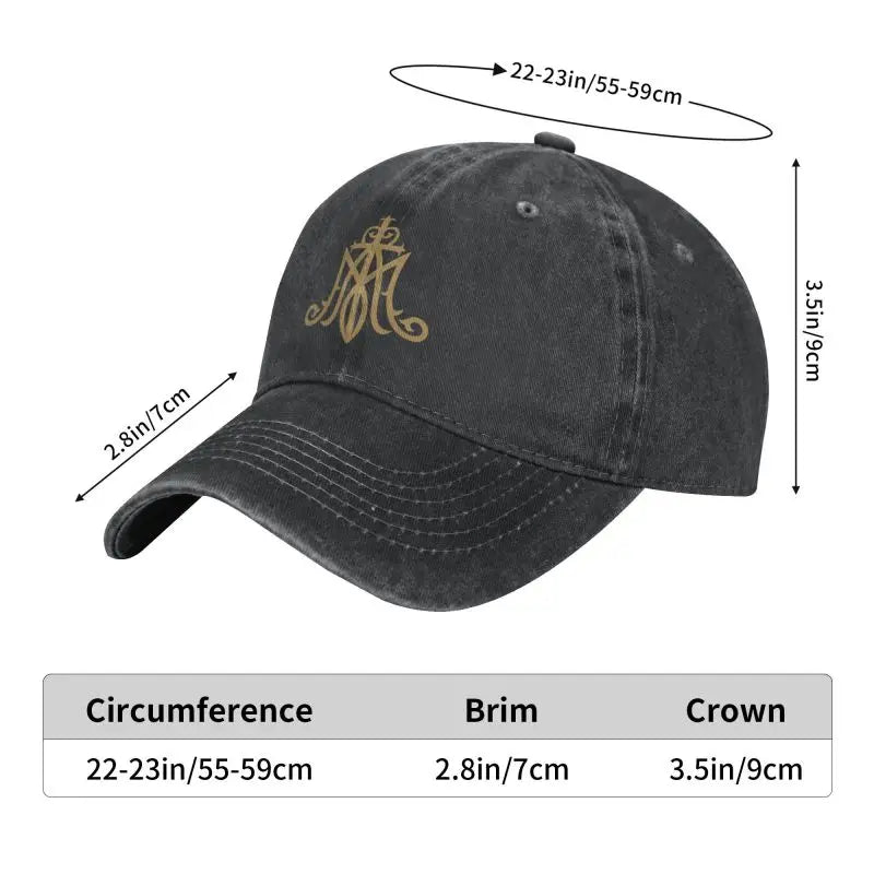 Virgin Mary Monogram Ave Maria Baseball Cap