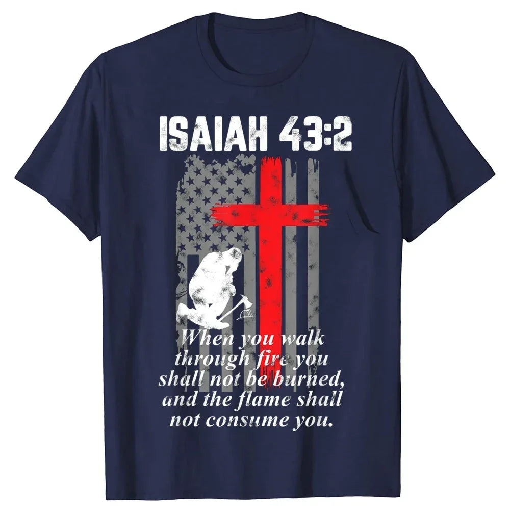 Red Line Firefighter Bible Verse T-Shirt