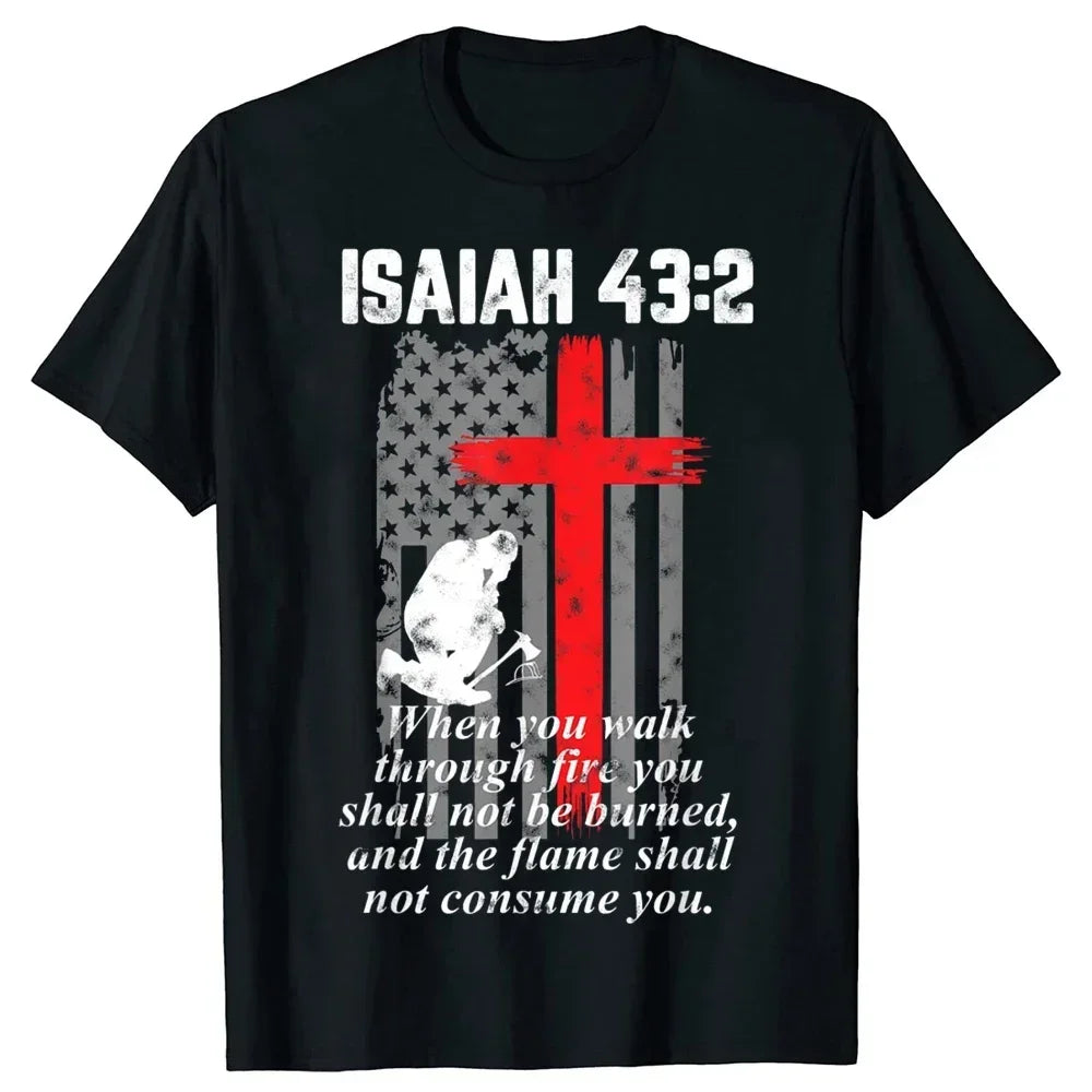 Red Line Firefighter Bible Verse T-Shirt