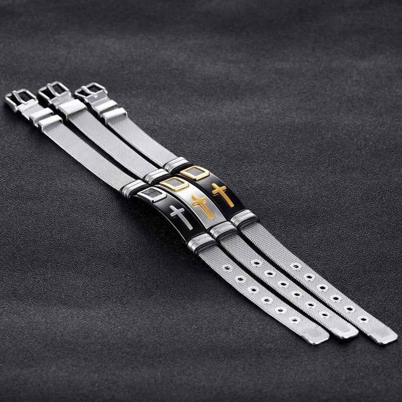 Retro Stainless Steel Adjustable Cross Bracelet