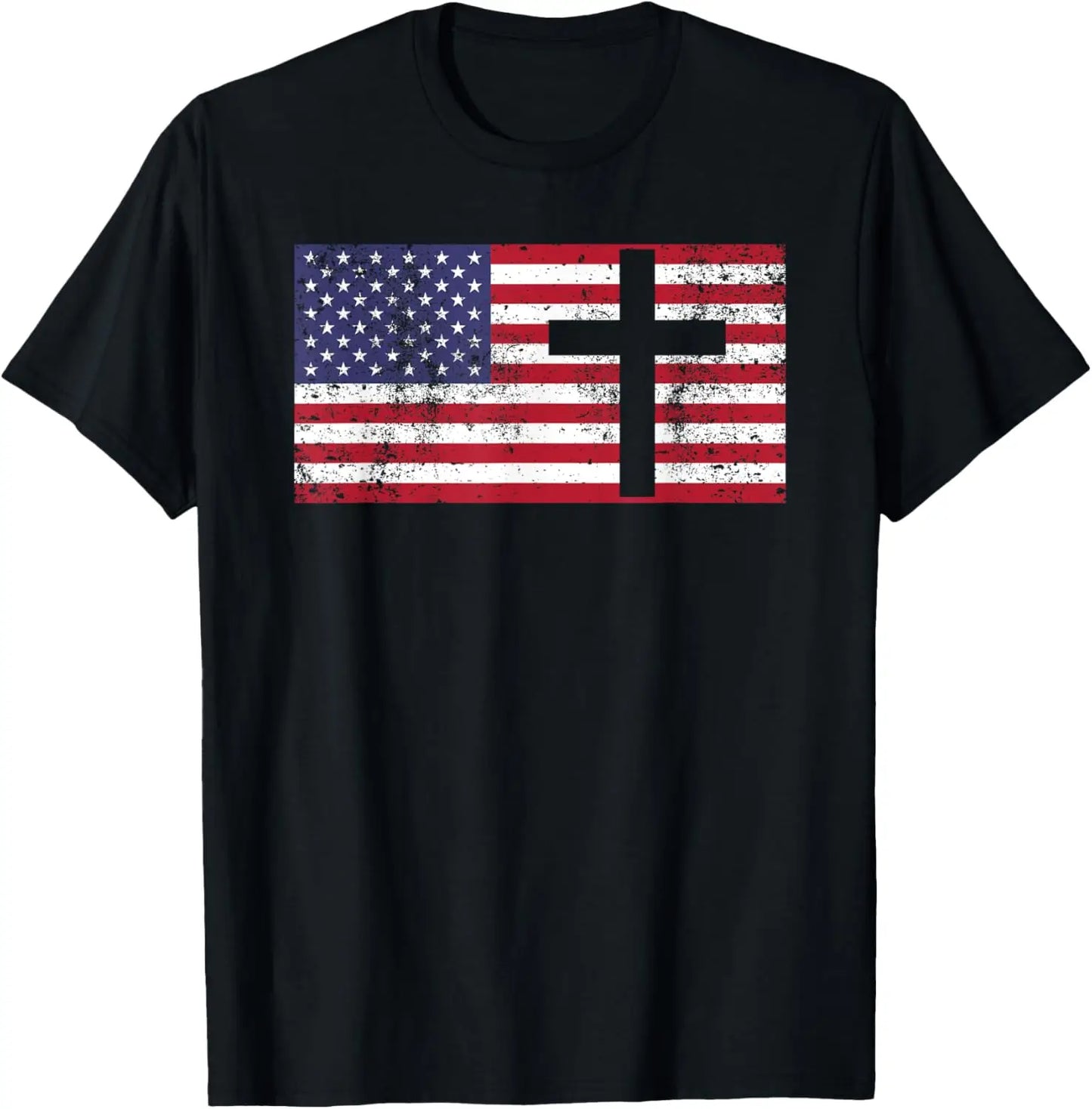 American Flag Christian Cross USA Vintage T-Shirt